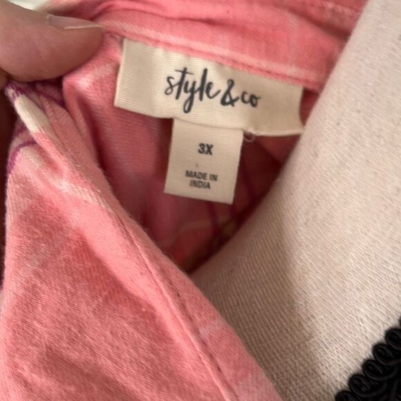 Style & Co Womens Shirt Button Down Long Sleeve Plaid Pink Size 3X NWT - Picture 8 of 11
